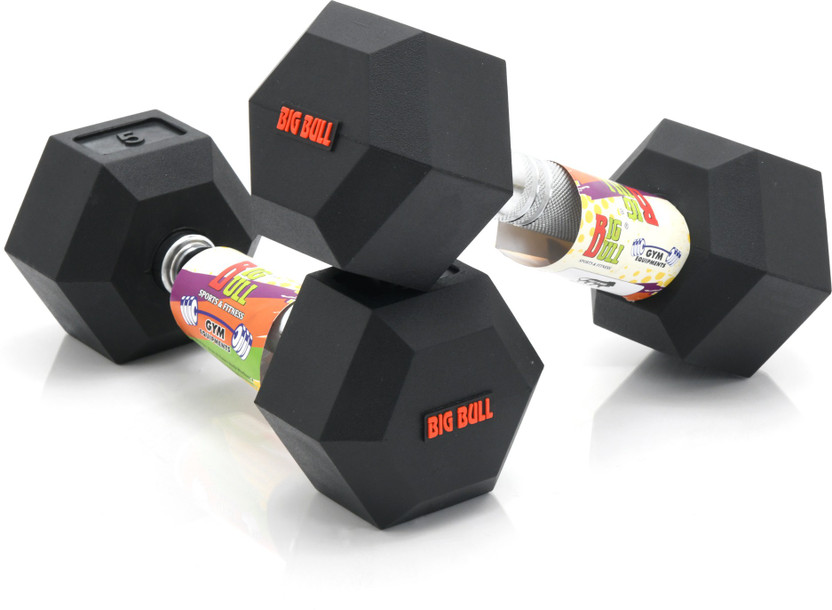 Rubber Hex Dumbbell 10kg Pair