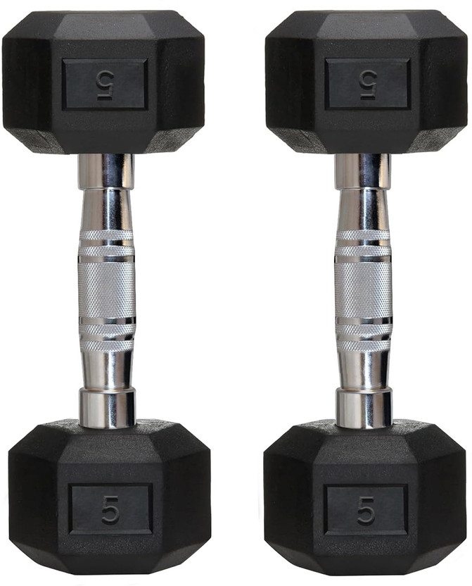 Rubber Hex Dumbbell 5kg Pair