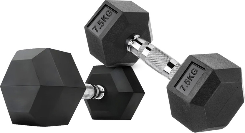Rubber Hex Dumbbell 7.5kg Pair